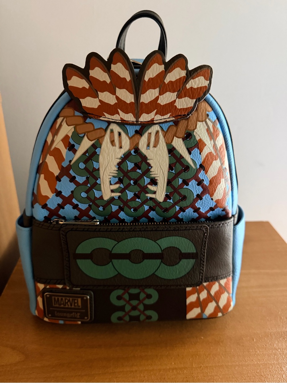 Marvel Light Blue Multicolor Patterned Mini Backpack